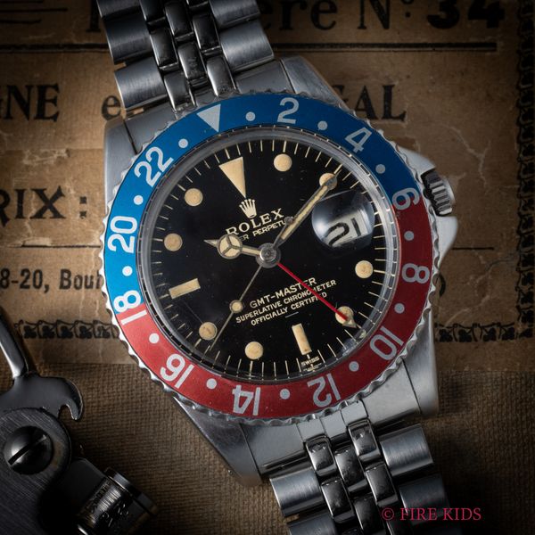 ロレックス ROLEX GMTマスター Ref.1675 ミラーダイヤル アンダーバー PCGケース 1963年製 ペプシ パイロットウォッチ 純正USジュビリーブレス