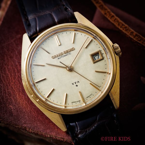 セイコー 1970年製 グランドセイコー 61GS V.F.A 18金無垢 前期型 リネンダイヤル 10振動自動巻き Cal.6185A 純正金無垢尾錠