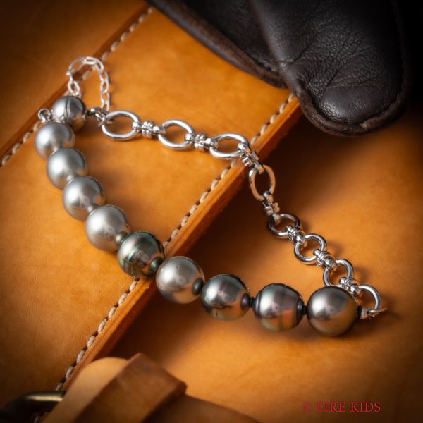 黒蝶真珠ブレスレットSilver8.5-9.5mm18cm