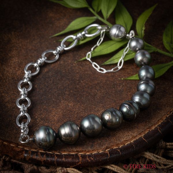 黒蝶真珠ブレスレットSilver7.0-10mm18cm