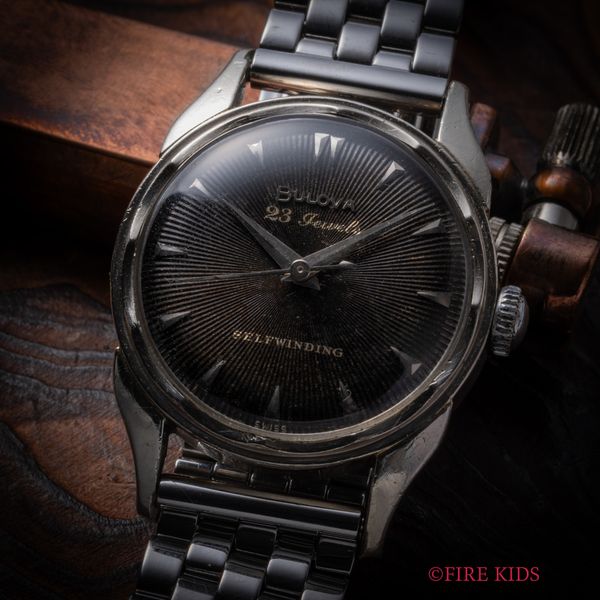 ブローバ BULOVA 1955年製 ラウンドケース ブラックサンビームダイヤル 自動巻 Cal.10CBA 社外ブレス
