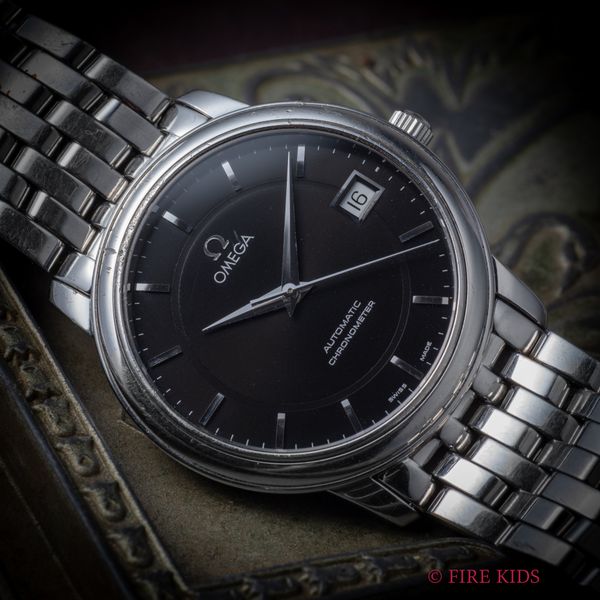 オメガ OMEGA デ・ヴィル プレステージ 1999年製 ブラックダイヤル Ref.4500.51 自動巻き Cal.1120 純正ステンブレス