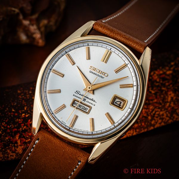 セイコーマチック ウィークデータ 金張り/バックステン 1965年製 Ref.6218-8970 自動巻き Cal.6218 イルカマーク刻印